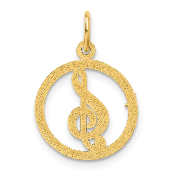 Charm Necklaces TreasureFineJewelers 14k Treble Clef Charm