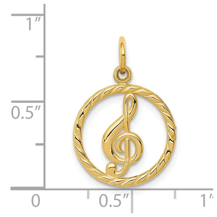 Charm Necklaces TreasureFineJewelers 14k Treble Clef Charm
