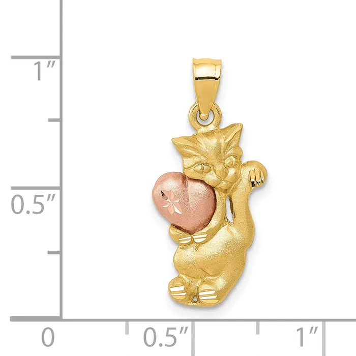 Charm Necklaces TreasureFineJewelers 14k TwoTone Cat Charm