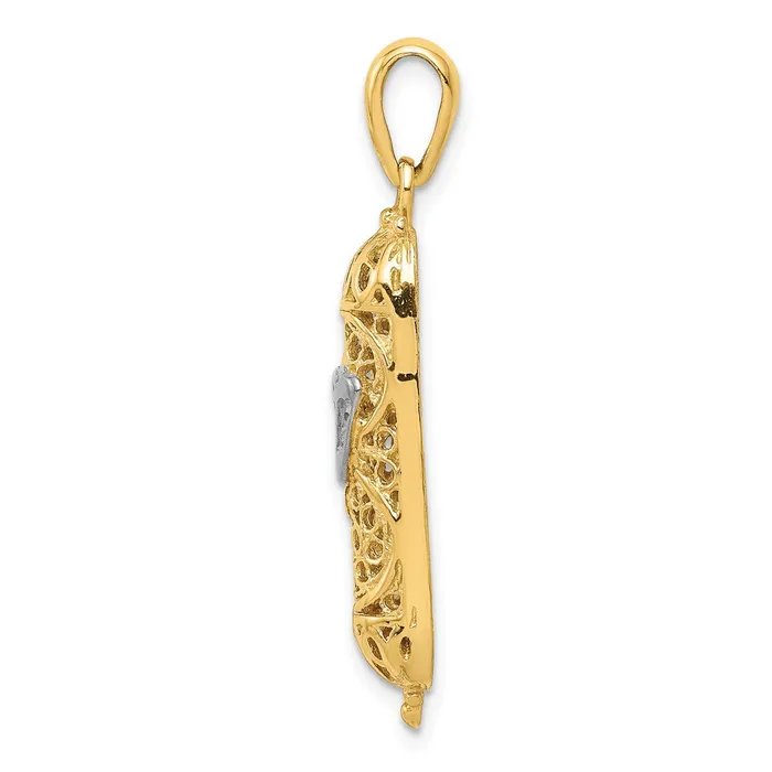 Charm Necklaces TreasureFineJewelers 14K w White Rhodium 3D Mezuzah WShin Charm