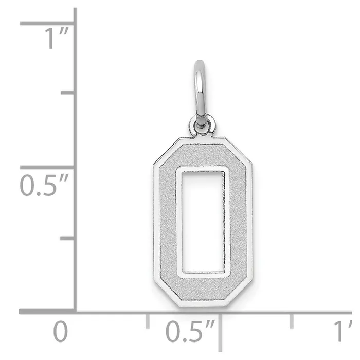 Charm Necklaces TreasureFineJewelers 14k White Gold Medium Satin Number 0 Charm