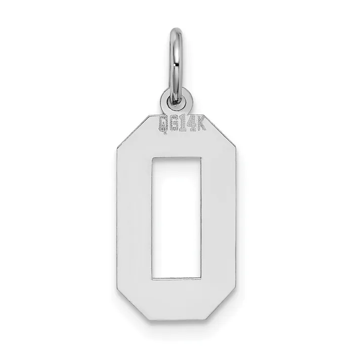 Charm Necklaces TreasureFineJewelers 14k White Gold Medium Satin Number 0 Charm