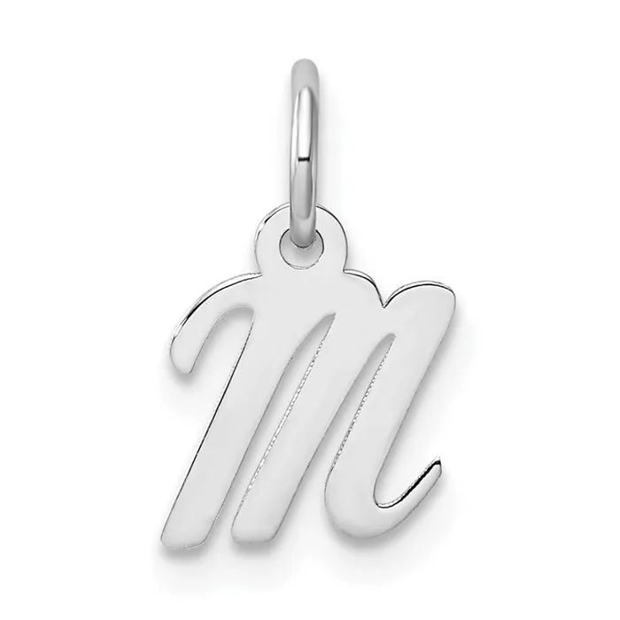 Charm Necklaces TreasureFineJewelers 14k White Gold Small Script Letter M Initial Charm Charm Necklaces TreasureFineJewelers 14k White Gold Small Script Letter M Initial Charm