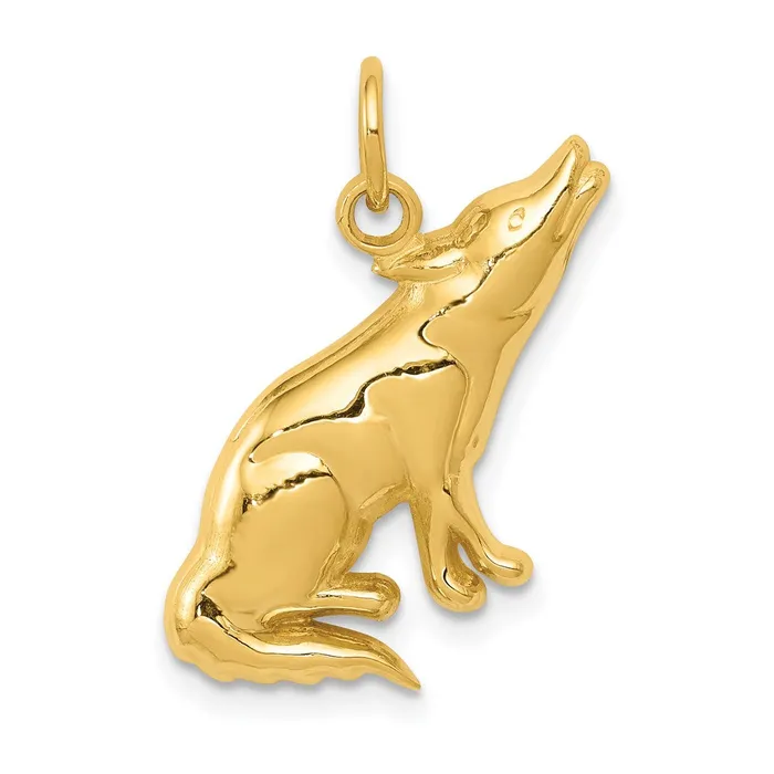 Charm Necklaces TreasureFineJewelers 14k Wolf Charm
