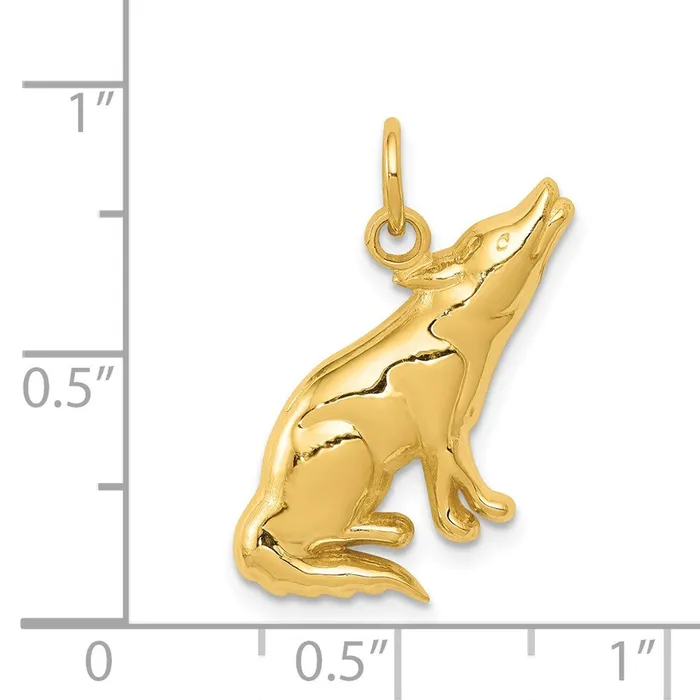 Charm Necklaces TreasureFineJewelers 14k Wolf Charm