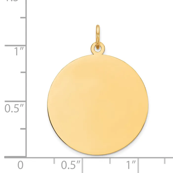 Charm Necklaces TreasureFineJewelers 14k Yellow Gold Plain 027 Gauge Circular Engravable Disc Charm