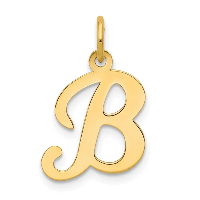 Charm Necklaces TreasureFineJewelers 14k Yellow Gold Script Letter B Initial Charm Charm Necklaces TreasureFineJewelers 14k Yellow Gold Script Letter B Initial Charm