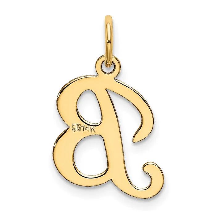 Charm Necklaces TreasureFineJewelers 14k Yellow Gold Script Letter B Initial Charm