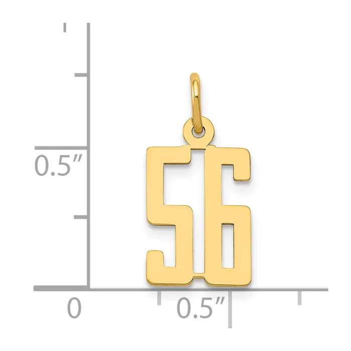 Charm Necklaces TreasureFineJewelers 14k Yellow Gold Small Elongated Number 56 Charm