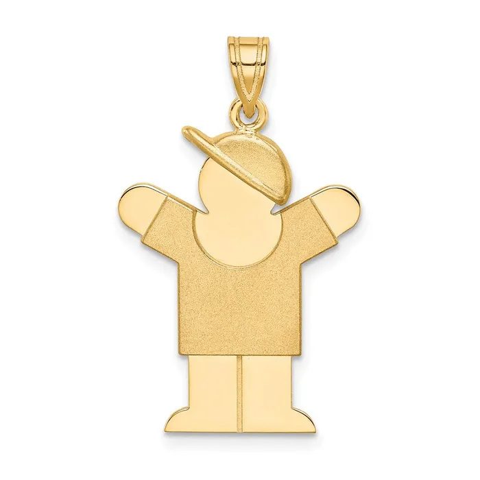 Charm Necklaces TreasureFineJewelers 14k Yellow Gold Solid Engravable Boy with Hat on Right Charm Charm Necklaces TreasureFineJewelers 14k Yellow Gold Solid Engravable Boy with Hat on Right Charm