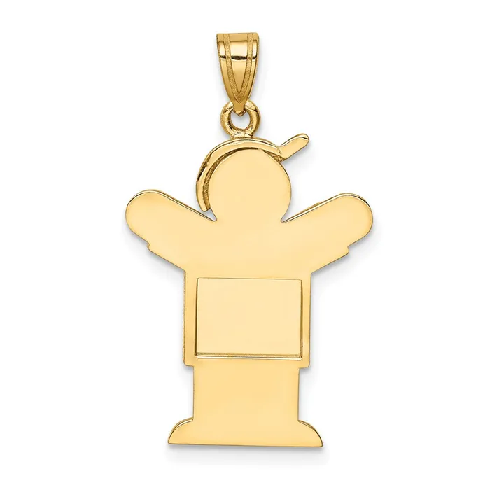 Charm Necklaces TreasureFineJewelers 14k Yellow Gold Solid Engravable Boy with Hat on Right Charm