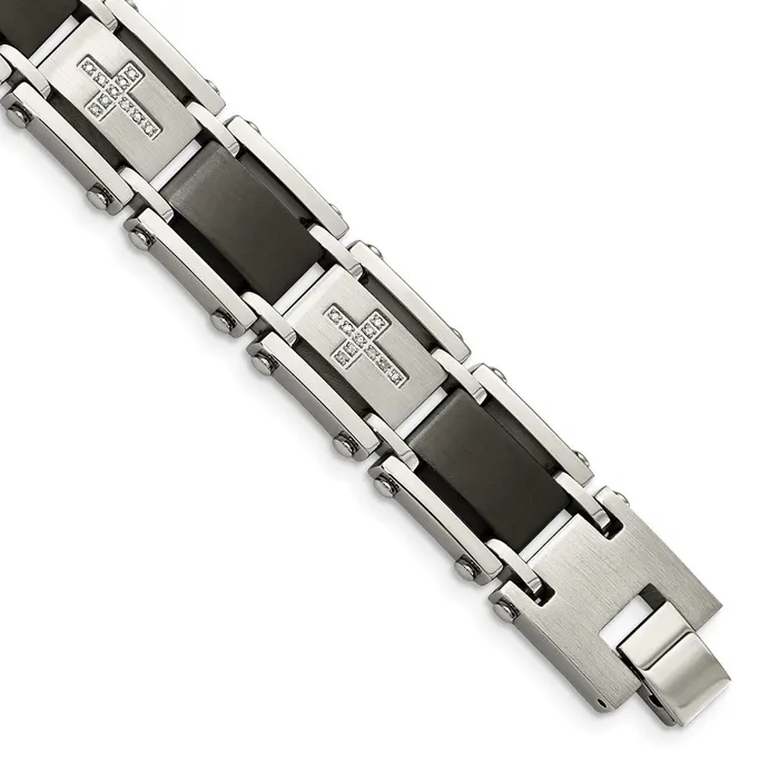Chisel Stainless Steel Brushed and Polished Black IPplated with 14 carat Diamond 875 inch Bracelet TreasureFineJewelers Bracelets Chisel Stainless Steel Brushed and Polished Black IPplated with 14 carat Diamond 875 inch Bracelet TreasureFineJewelers Bracelets