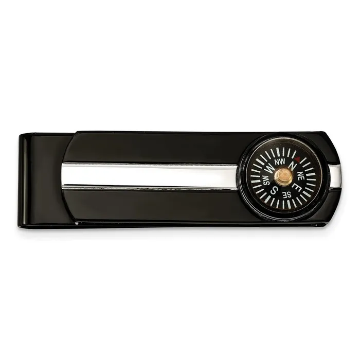 Chisel Stainless Steel Polished Black IPplated Functional Compass Money Clip TreasureFineJewelers Bracelets Chisel Stainless Steel Polished Black IPplated Functional Compass Money Clip TreasureFineJewelers Bracelets