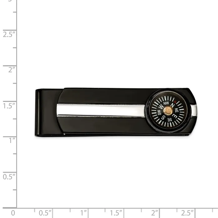 Chisel Stainless Steel Polished Black IPplated Functional Compass Money Clip TreasureFineJewelers Bracelets