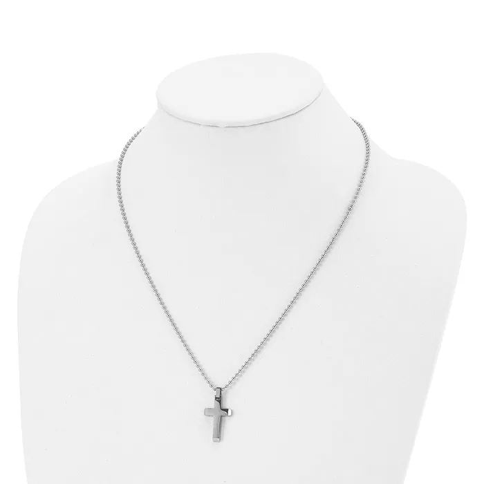 Chisel Stainless Steel Polished Cross Pendant on a 20 inch Ball Chain Necklace TreasureFineJewelers Necklaces