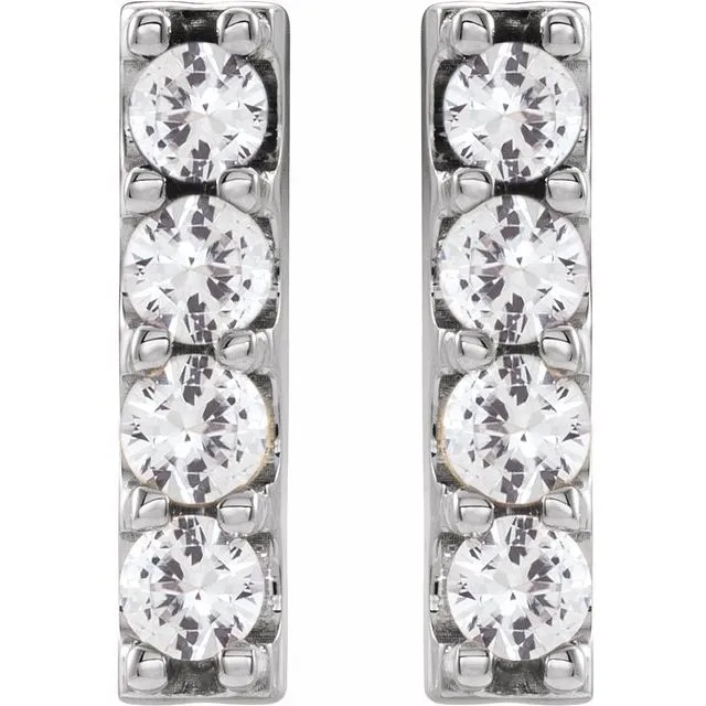 Earrings 14K White Gold 12 CTW Natural Diamond Bar Earrings TreasureFineJewelers