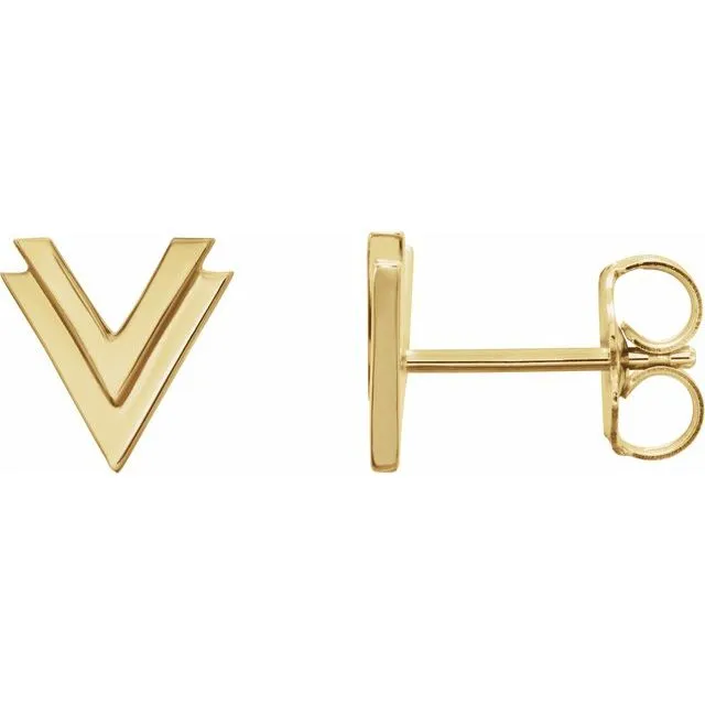 Earrings 14K Yellow 8 mm Double V Earrings TreasureFineJewelers