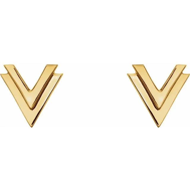 Earrings 14K Yellow 8 mm Double V Earrings TreasureFineJewelers