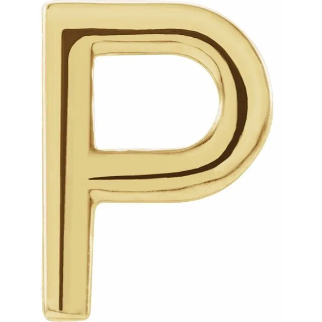 Earrings 14K Yellow Gold Single Initial P Earring TreasureFineJewelers