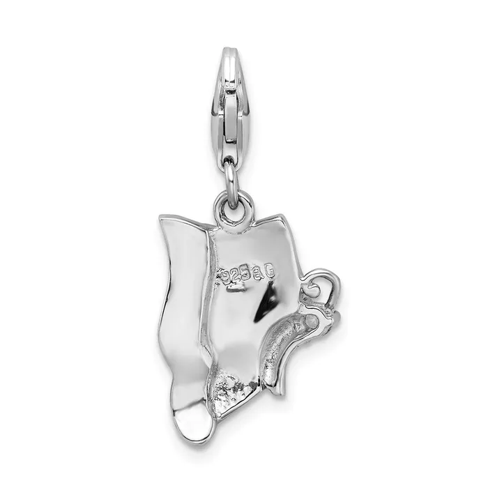 Earrings Sterling Silver Amore La Vita Rhodpl CZ Green Enameled Butterfly Charm TreasureFineJewelers