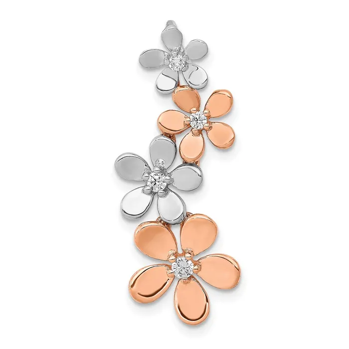 Earrings TreasureFineJewelers 14k Rose and White Gold 18ct Diamond Four Flower Chain Slide Earrings TreasureFineJewelers 14k Rose and White Gold 18ct Diamond Four Flower Chain Slide