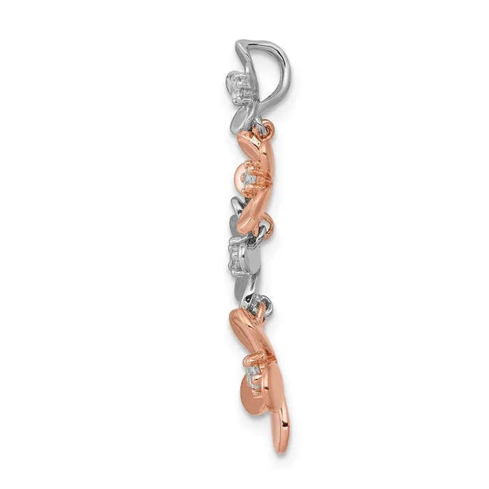 Earrings TreasureFineJewelers 14k Rose and White Gold 18ct Diamond Four Flower Chain Slide