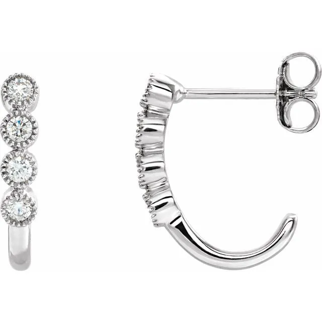 Earrings TreasureFineJewelers 14K White 14 CTW Diamond JHoop Earrings