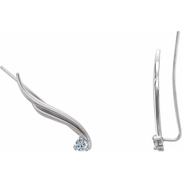 Earrings TreasureFineJewelers 14K White 15 CTW Diamond Ear Climbers