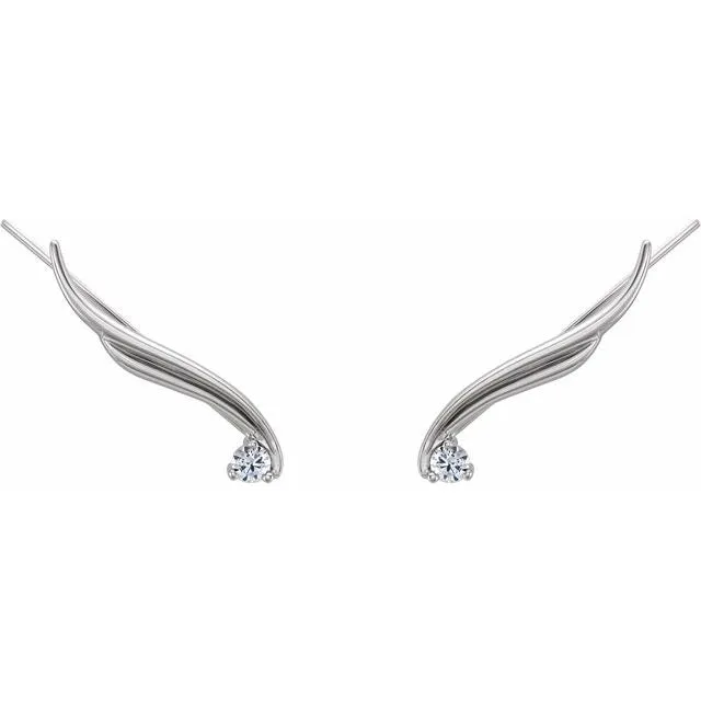 Earrings TreasureFineJewelers 14K White 15 CTW Diamond Ear Climbers