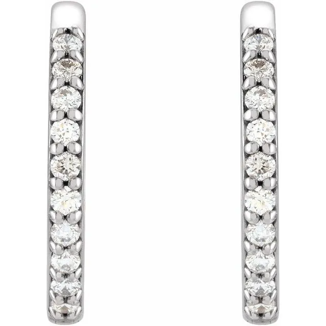 Earrings TreasureFineJewelers 14K White Gold 16 CTW Natural Diamond 15 mm Huggie Earrings