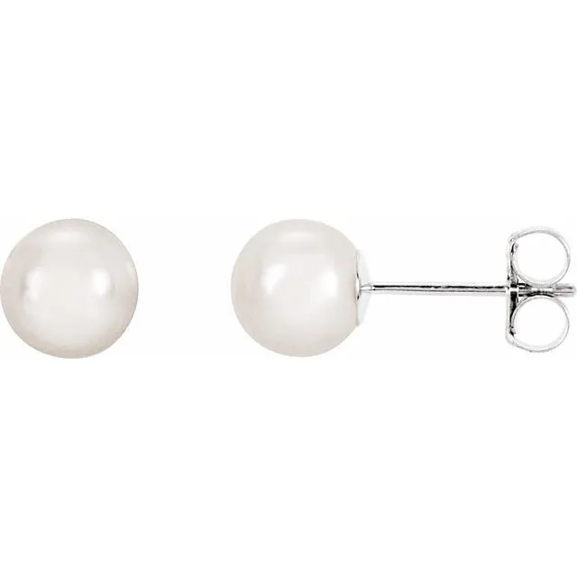 Earrings TreasureFineJewelers 14K White Gold 6 mm Cultured White Gold Akoya Pearl Earrings Earrings TreasureFineJewelers 14K White Gold 6 mm Cultured White Gold Akoya Pearl Earrings