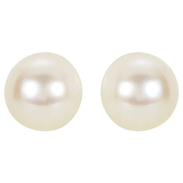Earrings TreasureFineJewelers 14K White Gold 6 mm Cultured White Gold Akoya Pearl Earrings