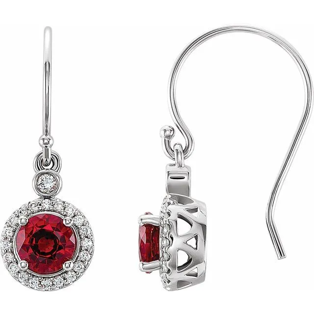 Earrings TreasureFineJewelers 14K White Gold LabGrown Ruby 18 CTW Natural Diamond HaloStyle Earrings Earrings TreasureFineJewelers 14K White Gold LabGrown Ruby 18 CTW Natural Diamond HaloStyle Earrings