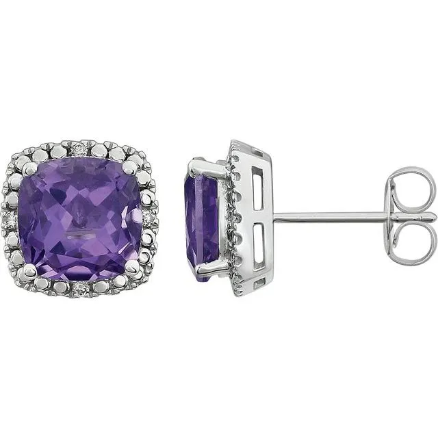 Earrings TreasureFineJewelers 14K White Gold Natural Amethyst 06 CTW Natural Diamond Earrings Earrings TreasureFineJewelers 14K White Gold Natural Amethyst 06 CTW Natural Diamond Earrings