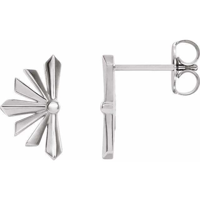 Earrings TreasureFineJewelers 14K White Gold Starburst Earrings