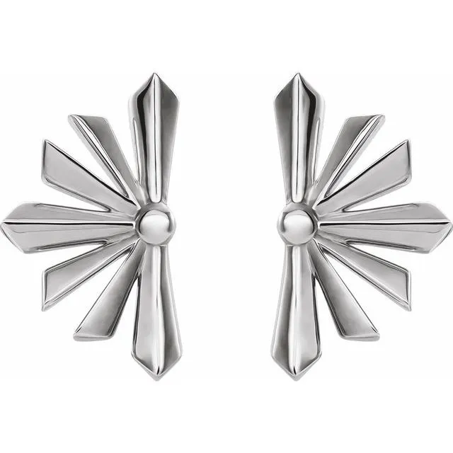Earrings TreasureFineJewelers 14K White Gold Starburst Earrings
