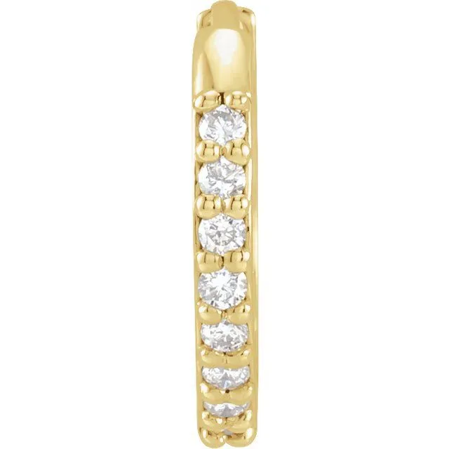 Earrings TreasureFineJewelers 14K Yellow Gold 07 CT Natural Diamond Single 125 mm Huggie Earring Earrings TreasureFineJewelers 14K Yellow Gold 07 CT Natural Diamond Single 125 mm Huggie Earring
