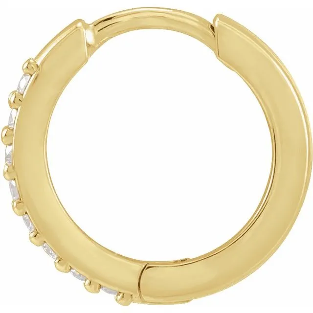 Earrings TreasureFineJewelers 14K Yellow Gold 07 CT Natural Diamond Single 125 mm Huggie Earring