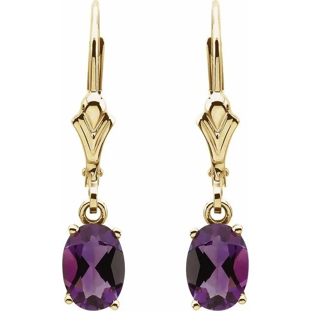 Earrings TreasureFineJewelers 14K Yellow Gold Amethyst Earrings
