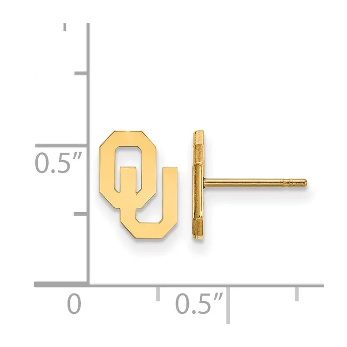 Earrings TreasureFineJewelers 14K Yellow Gold University of Oklahoma XS Post Earrings
