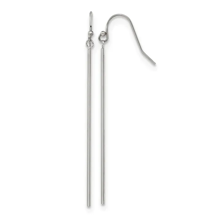 Earrings TreasureFineJewelers Stainless Steel Polished Bar Dangle Shepherd Hook Earrings Earrings TreasureFineJewelers Stainless Steel Polished Bar Dangle Shepherd Hook Earrings