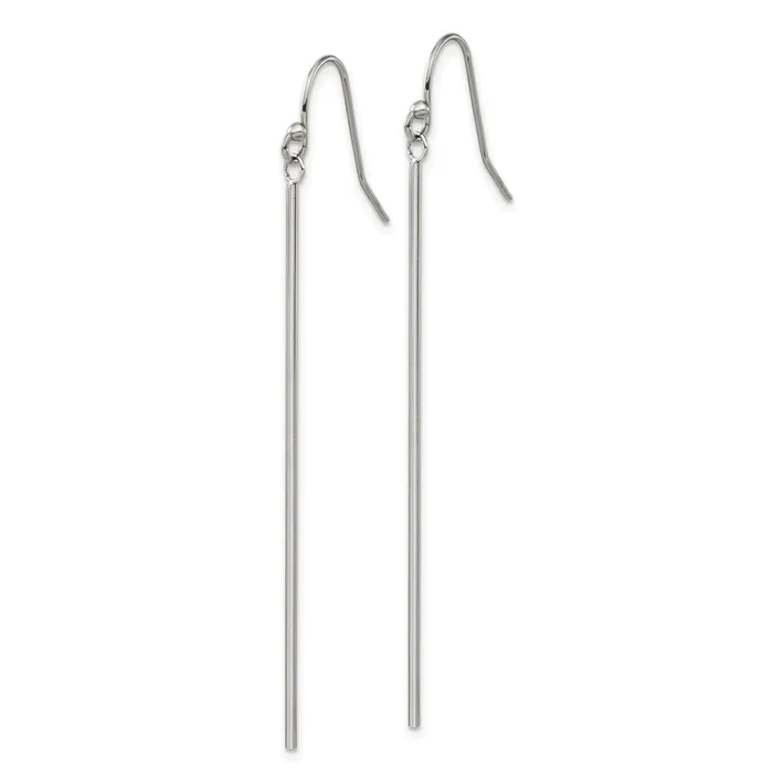 Earrings TreasureFineJewelers Stainless Steel Polished Bar Dangle Shepherd Hook Earrings