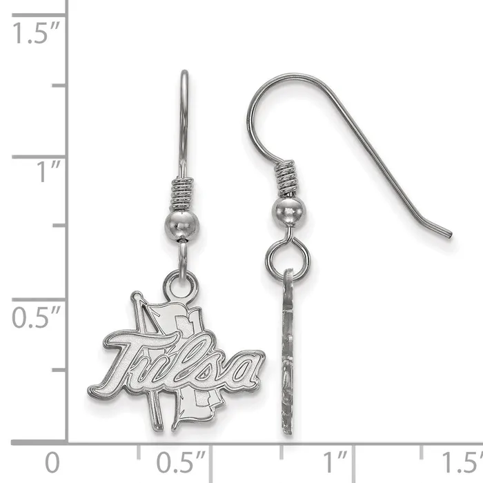 Earrings TreasureFineJewelers Sterling Silver Rhodiumplated University of Tulsa Small Dangle Wire Earrings