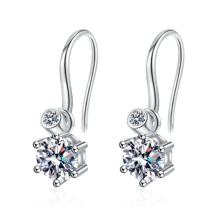 Earrings Trendolla Jewelry Sterling Silver Fashion Hoop Moissanite Earrings Earrings Trendolla Jewelry Sterling Silver Fashion Hoop Moissanite Earrings