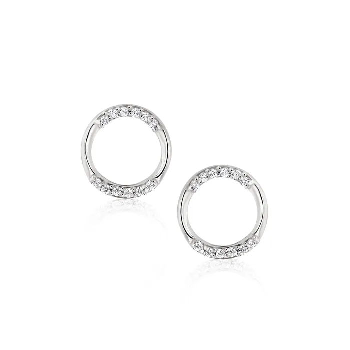 Ema Jewels Earrings Metis Circle Crystal Sterling Silver Earrings