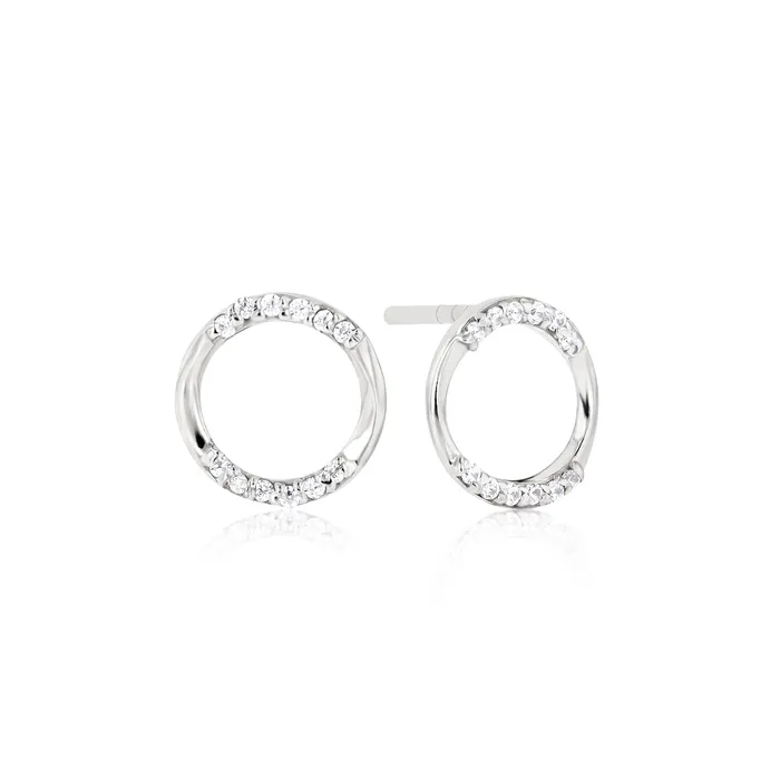 Ema Jewels Earrings Metis Circle Crystal Sterling Silver Earrings