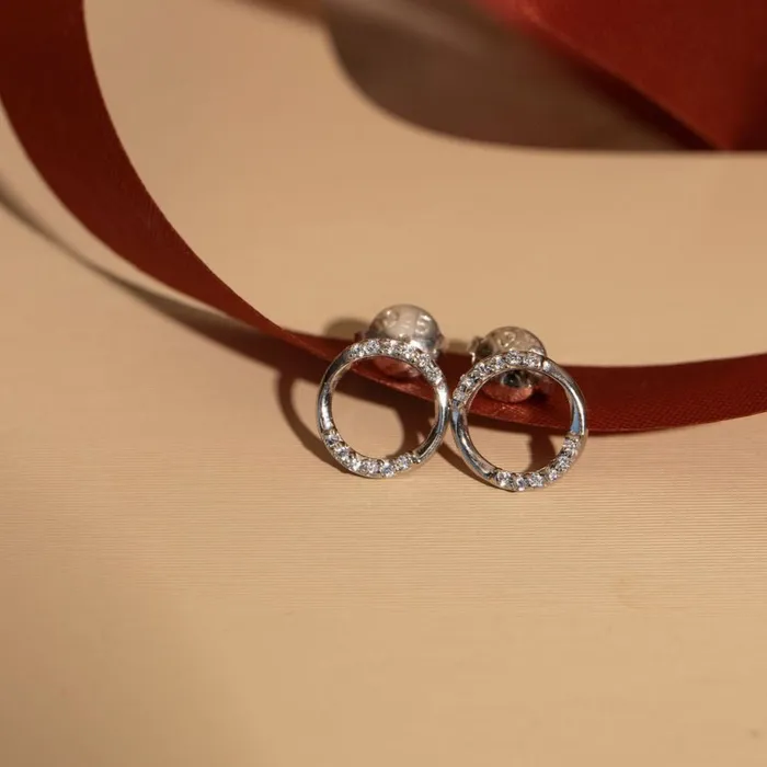 Ema Jewels Earrings Metis Circle Crystal Sterling Silver Earrings