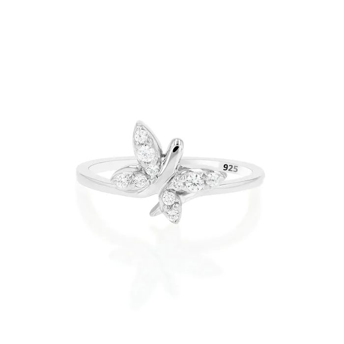 Ema Jewels Rings Eurydice Butterfly Crystal Sterling Silver Ring