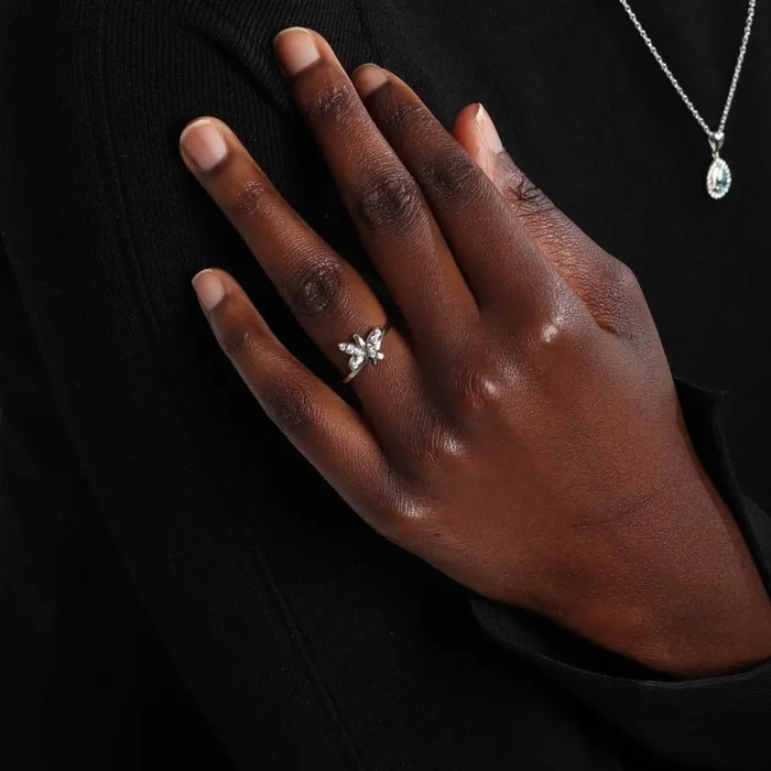 Ema Jewels Rings Eurydice Butterfly Crystal Sterling Silver Ring
