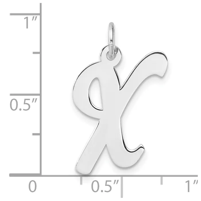 Large Sterling Silver Rhodiumplated Script Letter X Initial Charm TreasureFineJewelers Necklaces